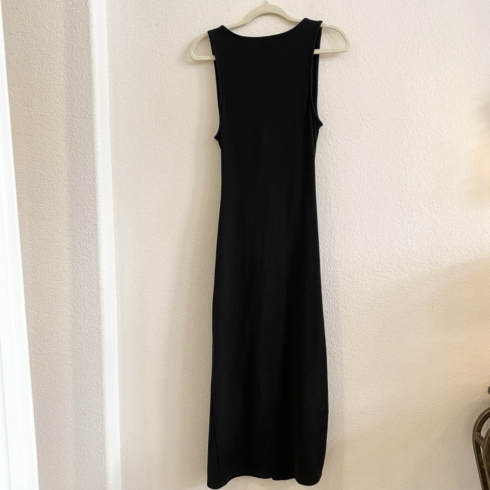 Lulus Dress Black Open Front Button Up Stretch Sleeveless‎ Bodycon Midi  XL - Picture 9 of 10